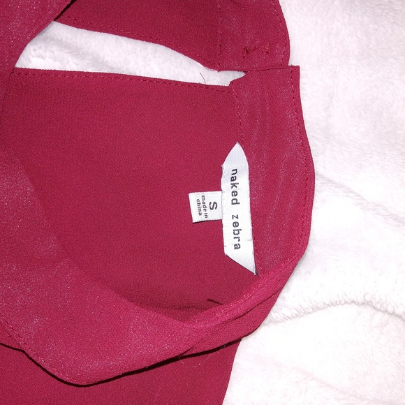 Naked Zebra Wine Ruffle Bell Sleeve Chiffon Top Women's Size Small Beautiful❤️ - Picture 8 of 11